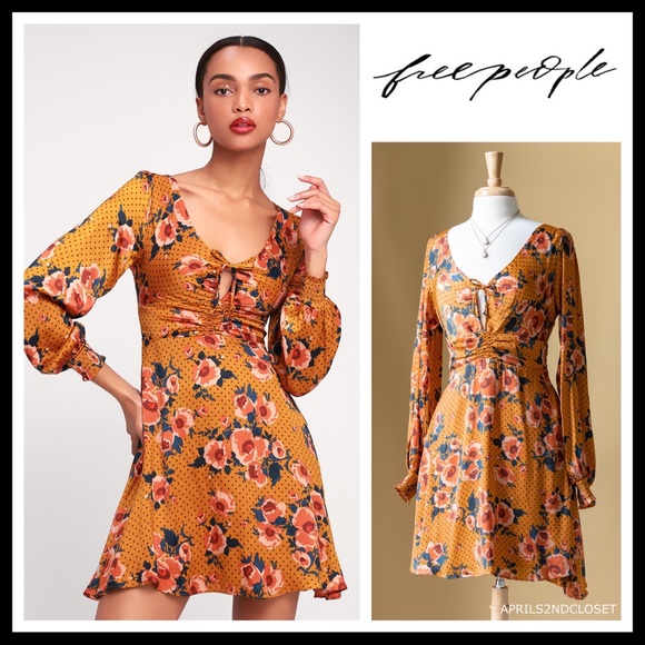 FREE PEOPLE BOHO V-NECK LONG SLEEVES DRESS A2C - Picture 8 of 8